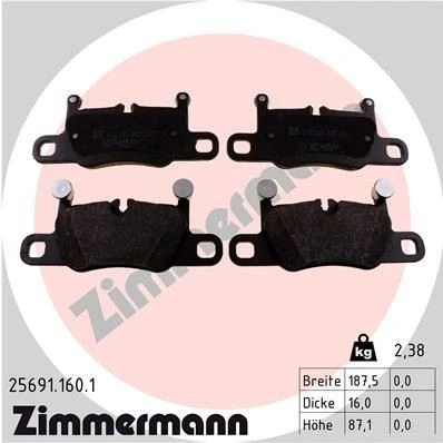 Bilde av ZIMMERMANN 25691.160.1 Bremseklosser klargjort for slitasjeindikator Bildet viser leveranseinnholdet PORSCHE: 911 Coupé, Targa