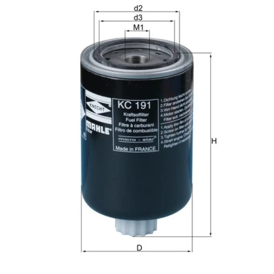 Bilde av MAHLE ORIGINAL KC 191 Drivstoffilter Påskruingsfilter