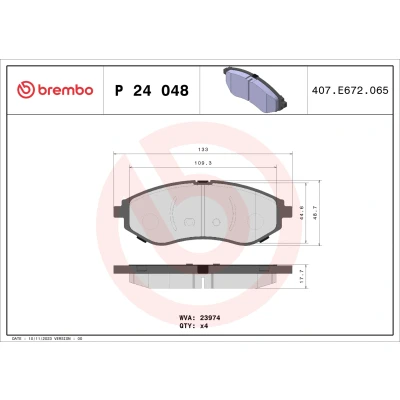 Bilde av BREMBO P 24 048 Bremseklosser ekskl. slitasjevarselkontakt uten tilbehør
