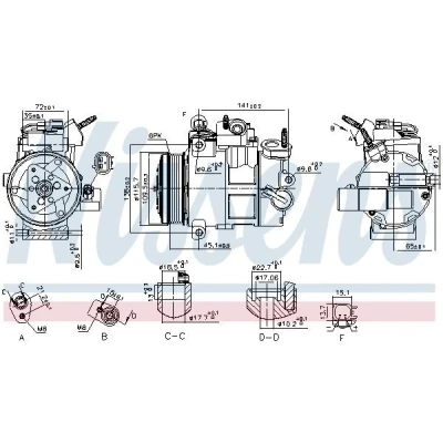 Bilde av NISSENS 890800 Kompressor 7SBH17C 12 PAG 46 R 134a FORD: Transit Connect Mk2 Stasjonsvogn, V408 Van