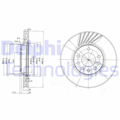 Bilde av DELPHI BG3142 Bremseskiver 288 25 5 ventilert oljet ubehandlet uten hjullager, ABS sensorring SAAB: 9 Sedan, Stasjonsvogn, 3 Sedan
