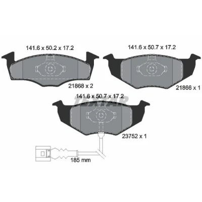 Bilde av TEXTAR 2186801 Bremseklosser med integrert slitasjevarselkontakt VOLKSWAGEN: Polo IV Hatchback, SKODA: Fabia 2, I 1 Combi