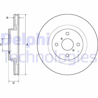 Bilde av DELPHI BG4762C Bremseskiver 280 22 4 ventilert belagt ubehandlet uten hjullager, ABS sensorring TOYOTA: Yaris III Hatchback