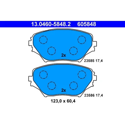 Bilde av ATE 13.0460 5848.2 Bremseklosser ekskl. slitasjevarselkontakt TOYOTA: RAV4 II SUV
