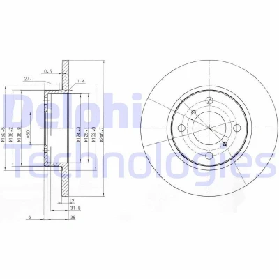 Bilde av DELPHI BG3769 Bremseskiver 247 12 4 fullt ut oljet ubehandlet uten hjullager, ABS sensorring