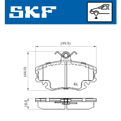 Bilde av SKF VKBP 80050 Bremseklosser klargjort for slitasjeindikator med tilbehør