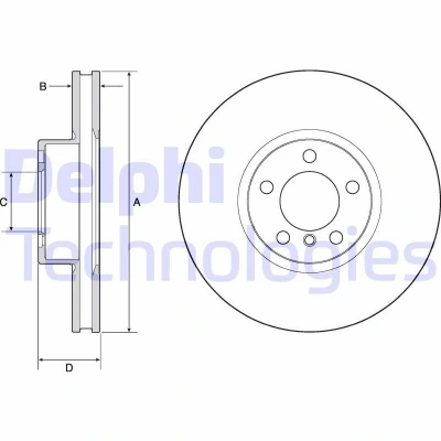 Bilde av DELPHI BG9141C Bremseskiver 348 36 5 ventilert belagt høy karbon uten hjullager, ABS sensorring BMW: 7
