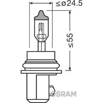 Bilde av OSRAM 9007 Lyspære, fjernlys HB5 12V 60/55W Halogen HUMMER: H2 SUV