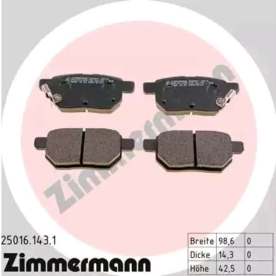 Bilde av ZIMMERMANN 25016.143.1 Bremseklosser med akustisk slitasjevarsel Bildet viser leveranseinnholdet TOYOTA: Prius Plus, Corolla XI Sedan