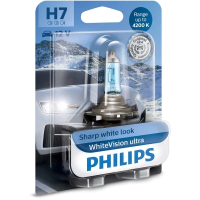 Bilde av Halogenlampe PHILIPS WhiteVision ultra H7 PX26d, passer mange bilmodeller, 000000000H7, 00000000H7, 0000000H7, 000000H7, 002 544 00 94,