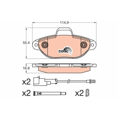 Bilde av TRW COTEC GDB2041 Bremseklosser inkl. slitasjevarselkontakt med tilbehør FORD: KA Hatchback