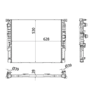 Bilde av MAHLE ORIGINAL CR 2196 000P Radiator 628 530 28 Kjøleribber loddet