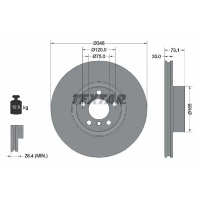 Bilde av TEXTAR 92320405 Bremseskiver 348 30 05/06 120 innvendig ventilert belagt høy karbon uten hjulfestebolt, hjulnav BMW: X4