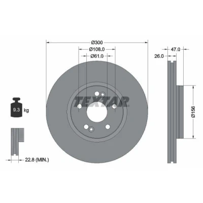 Bilde av TEXTAR PRO 92119003 Bremseskiver 300 26 05/07 108 utvendig ventilert belagt uten hjulfestebolt, hjulnav RENAULT: LAGUNA 2 Grandtour