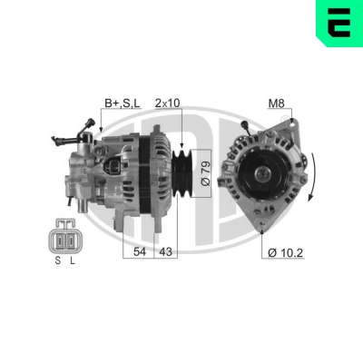 Bilde av ERA 210274A Dynamo 14V 65A MITSUBISHI: L300 / Delica III Minibuss, PAJERO 2, L200 Pick up