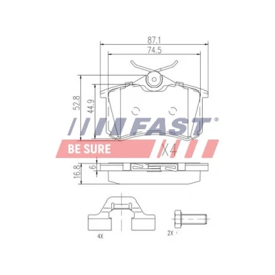 Bilde av FAST FT29520 Bremseklosser bakaksel ekskl. slitasjevarselkontakt VOLKSWAGEN: Caddy 3, GOLF 5, 6, AUDI: A4 B7 Avant, A3 Sportback, B6 Avant