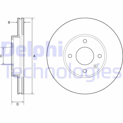 Bilde av DELPHI BG4951C Bremseskiver 256 20 4 ventilert belagt høy karbon uten hjullager, ABS sensorring