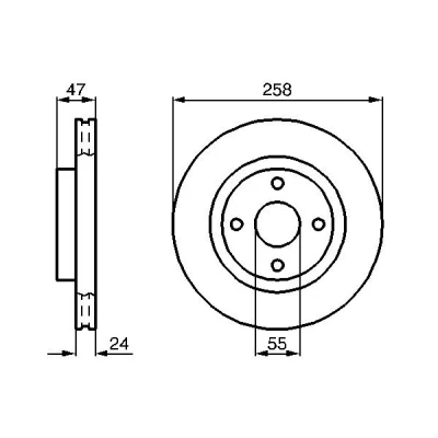 Bilde av BOSCH 0 986 478 989 Bremseskiver 257,5 24 4 100 ventilert, innvendig ventilert oljet MAZDA: 323 F 6