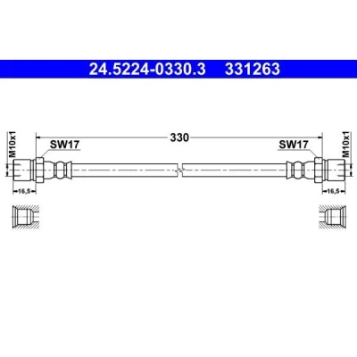 Bilde av ATE 24.5224 0330.3 Bremseslange 330