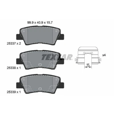 Bilde av TEXTAR 2533707 Bremseklosser med akustisk slitasjevarsel tilbehør KIA: SOUL 2, Niro, Optima / K5 Sportswagon, HYUNDAI: Kona SUV, Veloster