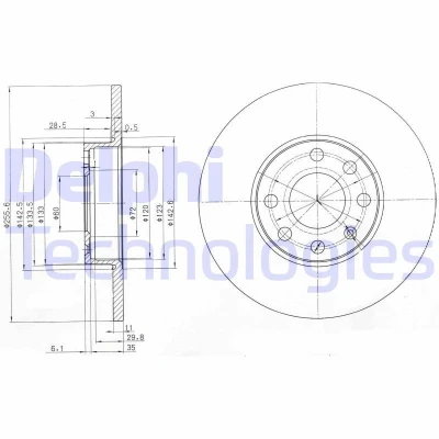 Bilde av DELPHI BG3402 Bremseskiver 256 11 4 fullt ut oljet ubehandlet uten hjullager, ABS sensorring OPEL: Astra G CC, Caravan, Sedan