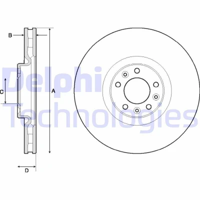Bilde av DELPHI BG9151C Bremseskiver 340 30 5 ventilert belagt ubehandlet uten hjullager, ABS sensorring CITROËN: C5 III Stasjonsvogn, 3, C6 Sedan