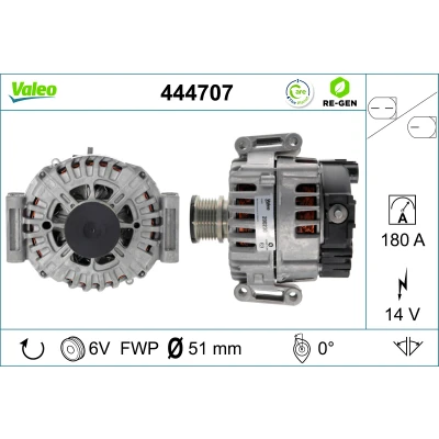 Bilde av VALEO 444707 Dynamo 14V 180A MERCEDES BENZ: Sprinter 3.5 T Van, Vito Mixto, Minibuss