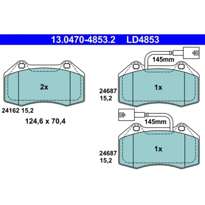 Bilde av ATE Ceramic 13.0470 4853.2 Bremseklosser inkl. slitasjevarselkontakt ALFA ROMEO: MiTo, ABARTH: 500 / 595 695 Hatchback