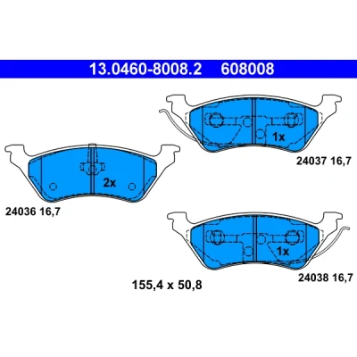 Bilde av ATE 13.0460 8008.2 Bremseklosser med akustisk slitasjevarsel CHRYSLER: VOYAGER 4
