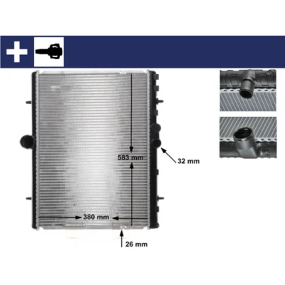 Bilde av MAHLE ORIGINAL CR 889 000S Radiator 538 380 26 med slange Kjøleribber loddet PEUGEOT: 807