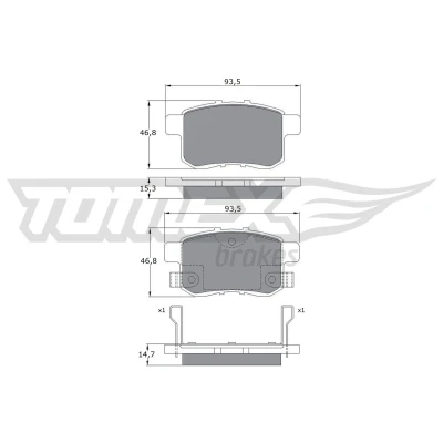 Bilde av TOMEX brakes TX 17 54 Bremseklosser bakaksel med akustisk slitasjevarsel HONDA: ACCORD 8, 8 Kombi, 7