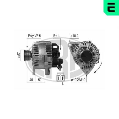 Bilde av ERA 210650 Dynamo 14V 120A KIA: cee‘d I Hatchback, Stasjonsvogn, Venga, HYUNDAI: Getz, i30 ACCENT 3 Stufenheck