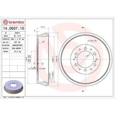 Bilde av BREMBO 14.D637.10 Bremsetrommel 295,1 TOYOTA: HILUX 3 Pick up