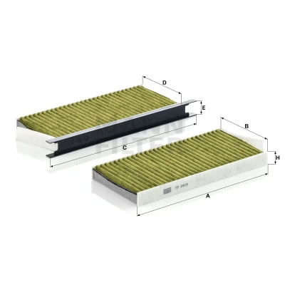 Bilde av MANN FILTER FP 2418 2 Kupéfilter RENAULT: MASTER 3, Kangoo II / Grand Kangoo, Express, MERCEDES BENZ: Citan Van, Tourer Stasjonsvogn