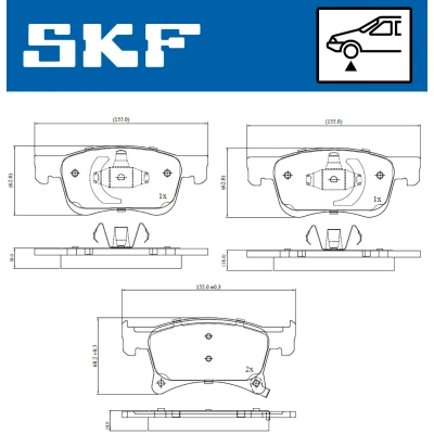 Bilde av SKF VKBP 80301 A Bremseklosser med akustisk slitasjevarsel tilbehør OPEL: Corsa E Hatchback, Adam