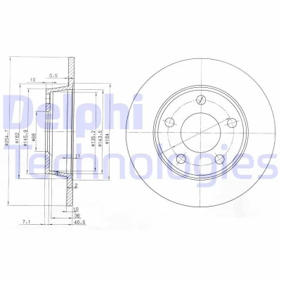 Bilde av DELPHI BG3671 Bremseskiver 255 10 5 fullt ut oljet ubehandlet uten hjullager, ABS sensorring AUDI: Allroad C5, A6 C5 Avant, Sedan