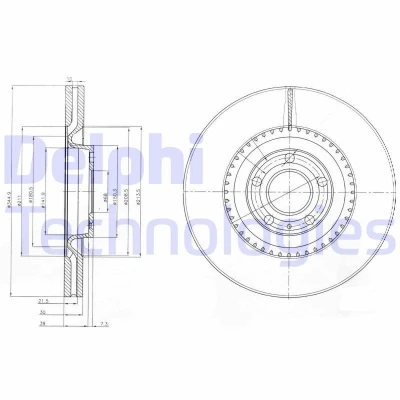 Bilde av DELPHI BG9003 Bremseskiver 345 30 5 ventilert oljet ubehandlet uten hjullager, ABS sensorring AUDI: A4 B8 Avant, B7 B6 Avant