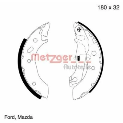 Bilde av METZGER MG 642 Bremsesko bakaksel 180 32,0 med vippearm FORD: Escort 6, FIESTA 4