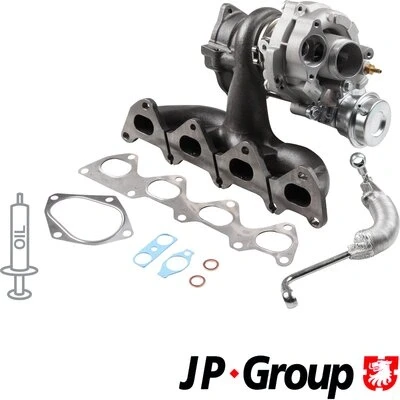 Bilde av JP GROUP 1117800410 Turbolader Eksosturbolader inkl. tetningssett, med oljetilløpsledning VOLKSWAGEN: Golf 5, Sharan II, Tiguan I