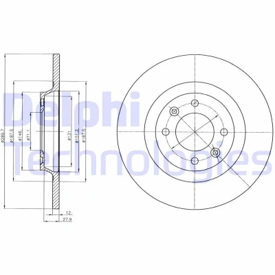 Bilde av DELPHI BG4322 Bremseskiver 290 12 4 fullt ut oljet ubehandlet uten hjullager, ABS sensorring PEUGEOT: 3008 I, 308 I Hatchback, SW