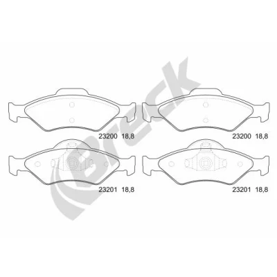 Bilde av BRECK 23200 00 702 Bremseklosser ikke klargjort for slitasjeindikator FORD: Escort 6