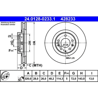 Bilde av ATE 24.0128 0233.1 Bremseskiver 320,0 28,0 5 114,3 ventilert belagt MAZDA: CX 7