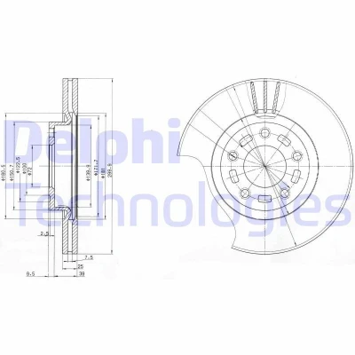 Bilde av DELPHI BG3928 Bremseskiver 300 25 5 ventilert oljet ubehandlet uten hjullager, ABS sensorring MAZDA: 5, 3 Hatchback, Sedan
