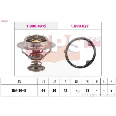 Bilde av EPS 1.880.491 Termostat 78 64 Made in Italy OE Equivalent med tetning HONDA: CR V 3, CIVIC 8 Hatchback, Accord 6 Limousine