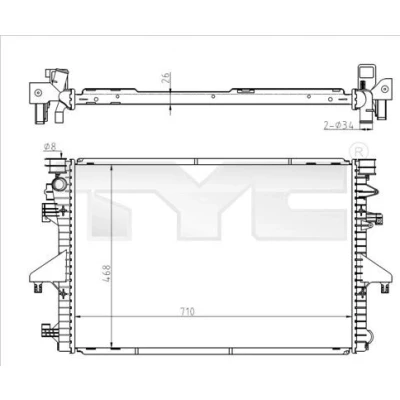 Bilde av TYC 737 0069 Radiator 710 468 26 Kjøleribber satt sammen mekanisk VOLKSWAGEN: Transporter 5, 5 Bus, Multivan (7HM