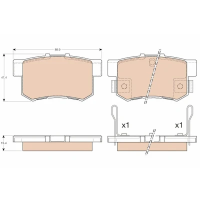 Bilde av TRW COTEC GDB3175 Bremseklosser med akustisk slitasjevarsel HONDA: CR V 2, CIVIC 8 Hatchback, Accord 7 Limousine