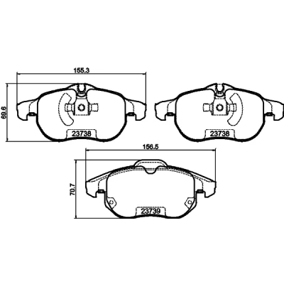 Bilde av HELLA 8DB 355 009 311 Bremseklosser klargjort for slitasjeindikator OPEL: Vectra C Caravan, Zafira B, Astra H GTC, SAAB: 9 3 Stasjonsvogn, Sedan