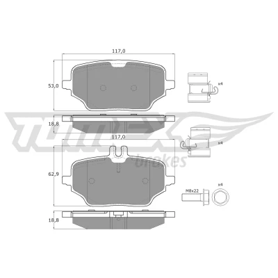 Bilde av Bremseklosser sett TOMEX Brakes TX 60 22
