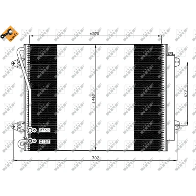 Bilde av NRF EASY FIT 35613 Kondensator med tørker, tetningsring 15,3 13,7 Aluminium 570 VOLKSWAGEN: Passat B7 Variant, B6 Variant