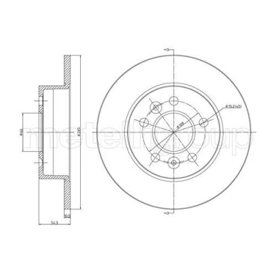 Bilde av METELLI 23 0482C Bremseskiver 265,0 10,5 5 66,0 fullt ut spraylakkert RENAULT: ESPACE 3